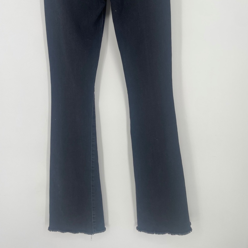 7 For All Mankind Luxe Vintage High Rise Flare Jeans Black Raw Hem Size 25 - Picture 8 of 11